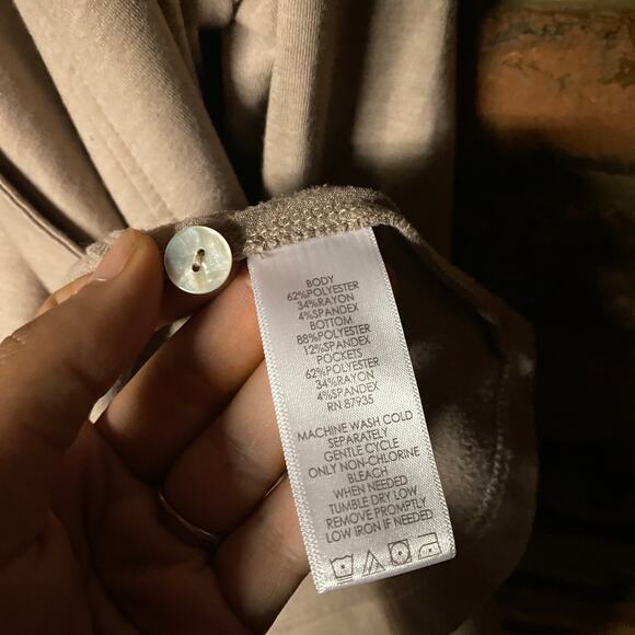 LOGO Lounge Lori Goldstein Cream French Terry Cardigan Sweater Womens Size Large - Picture 5 of 7